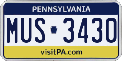 PA license plate MUS3430