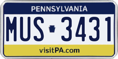 PA license plate MUS3431