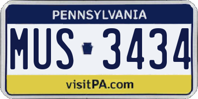 PA license plate MUS3434