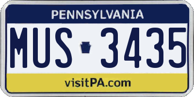 PA license plate MUS3435