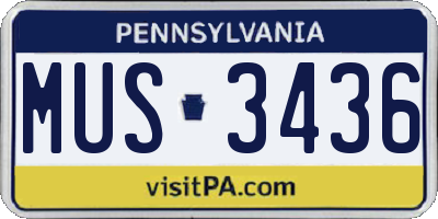 PA license plate MUS3436