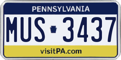PA license plate MUS3437
