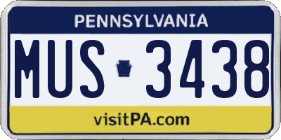 PA license plate MUS3438