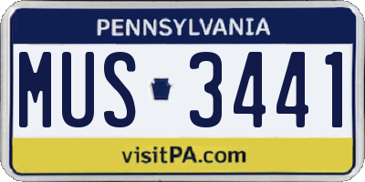 PA license plate MUS3441