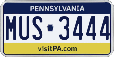 PA license plate MUS3444