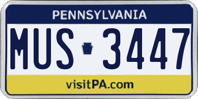 PA license plate MUS3447