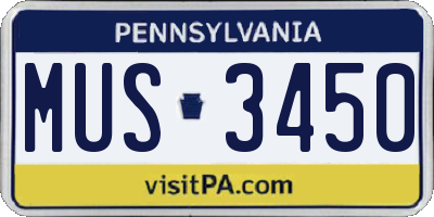 PA license plate MUS3450