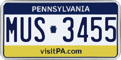 PA license plate MUS3455
