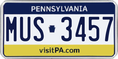 PA license plate MUS3457