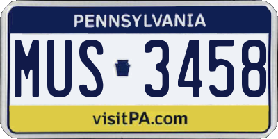 PA license plate MUS3458