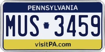 PA license plate MUS3459