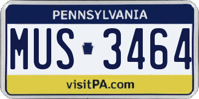 PA license plate MUS3464