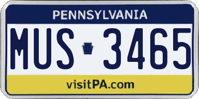 PA license plate MUS3465
