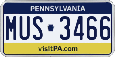 PA license plate MUS3466