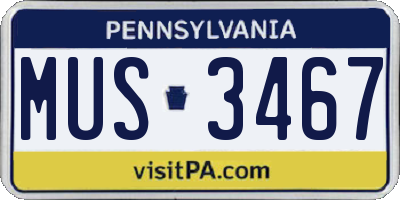 PA license plate MUS3467