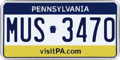 PA license plate MUS3470