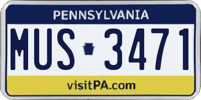 PA license plate MUS3471