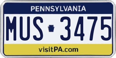 PA license plate MUS3475