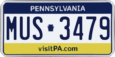 PA license plate MUS3479
