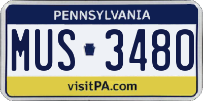PA license plate MUS3480