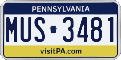 PA license plate MUS3481