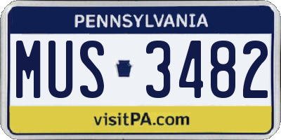 PA license plate MUS3482
