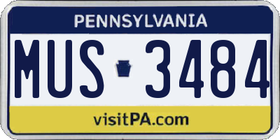 PA license plate MUS3484