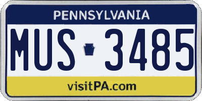 PA license plate MUS3485