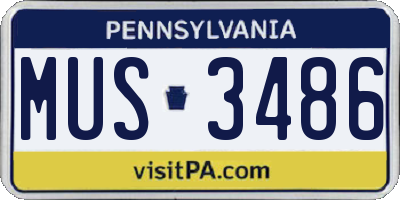 PA license plate MUS3486