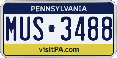 PA license plate MUS3488