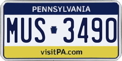 PA license plate MUS3490