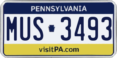 PA license plate MUS3493