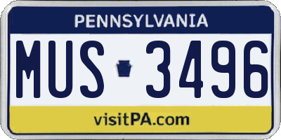 PA license plate MUS3496