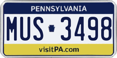 PA license plate MUS3498