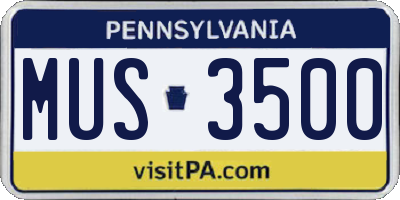PA license plate MUS3500