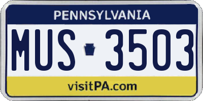 PA license plate MUS3503