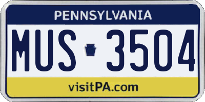 PA license plate MUS3504