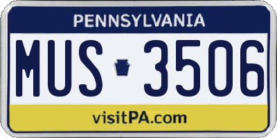 PA license plate MUS3506