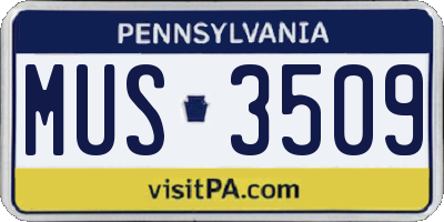 PA license plate MUS3509