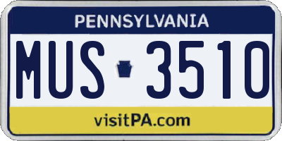 PA license plate MUS3510