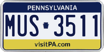 PA license plate MUS3511