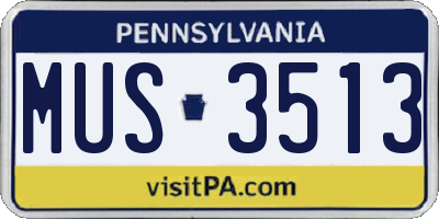 PA license plate MUS3513