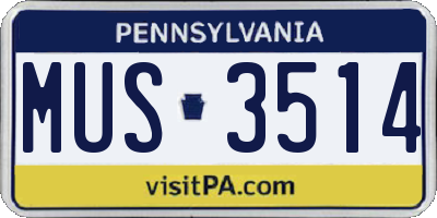 PA license plate MUS3514