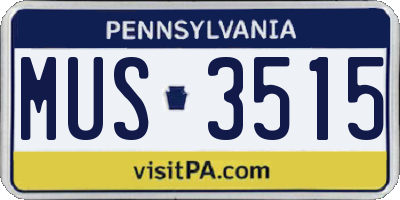 PA license plate MUS3515