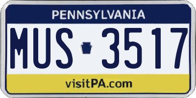 PA license plate MUS3517