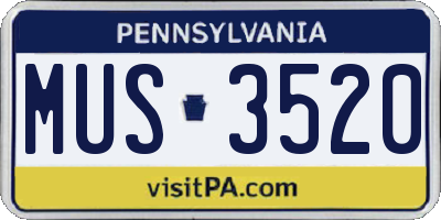 PA license plate MUS3520