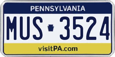 PA license plate MUS3524