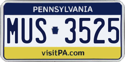 PA license plate MUS3525