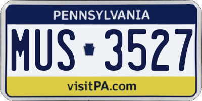 PA license plate MUS3527
