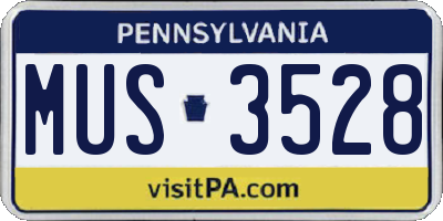 PA license plate MUS3528